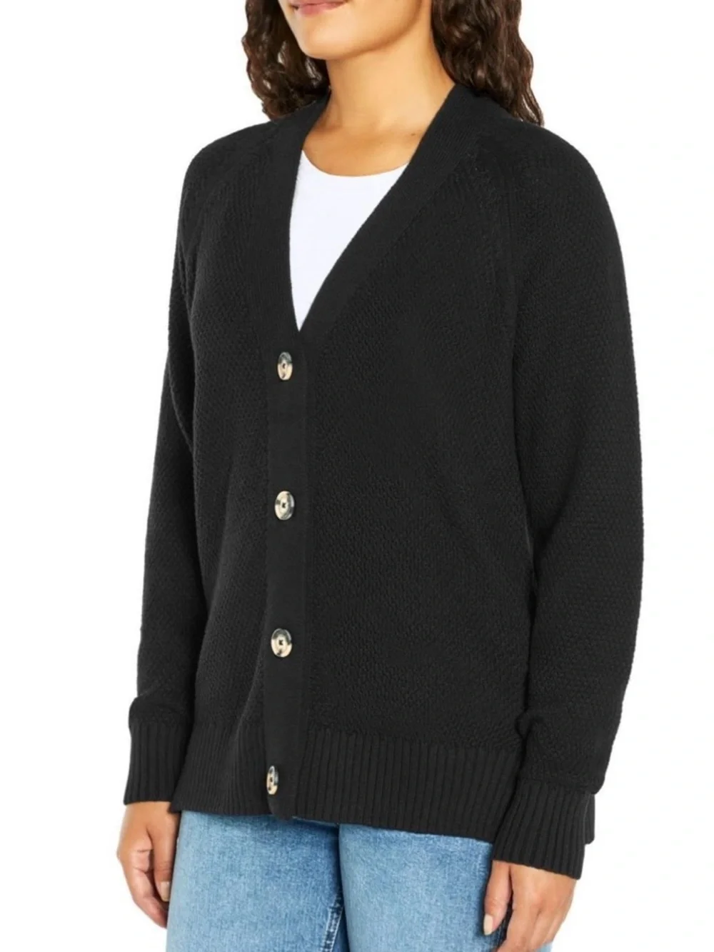 GAP Black V-Neck Button Front Women’s Cardigan Sweater - Picture 2 of 6